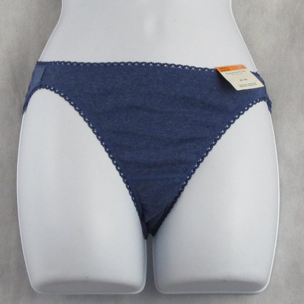 Charter Club Women's Everyday Cotton Bikini Panty, Galaxy Blue Heather, Small
